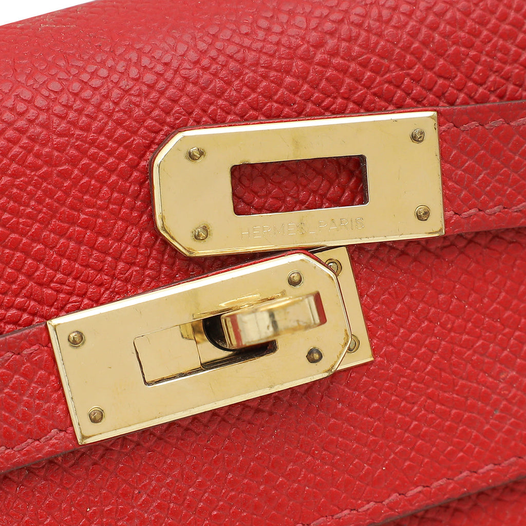 Hermes Rouge Kelly Classic Wallet