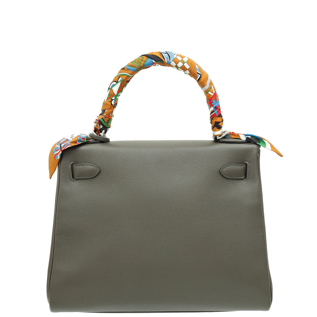 Hermes Vert De Gris Retourne Kelly 28 Bag W/ Twilly