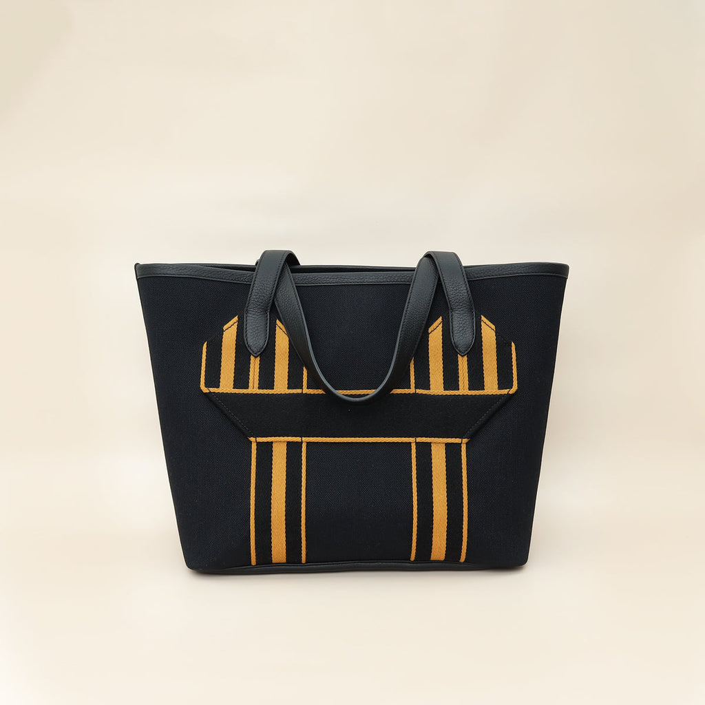 Hermes Noir Pursangle Tote Military Bag