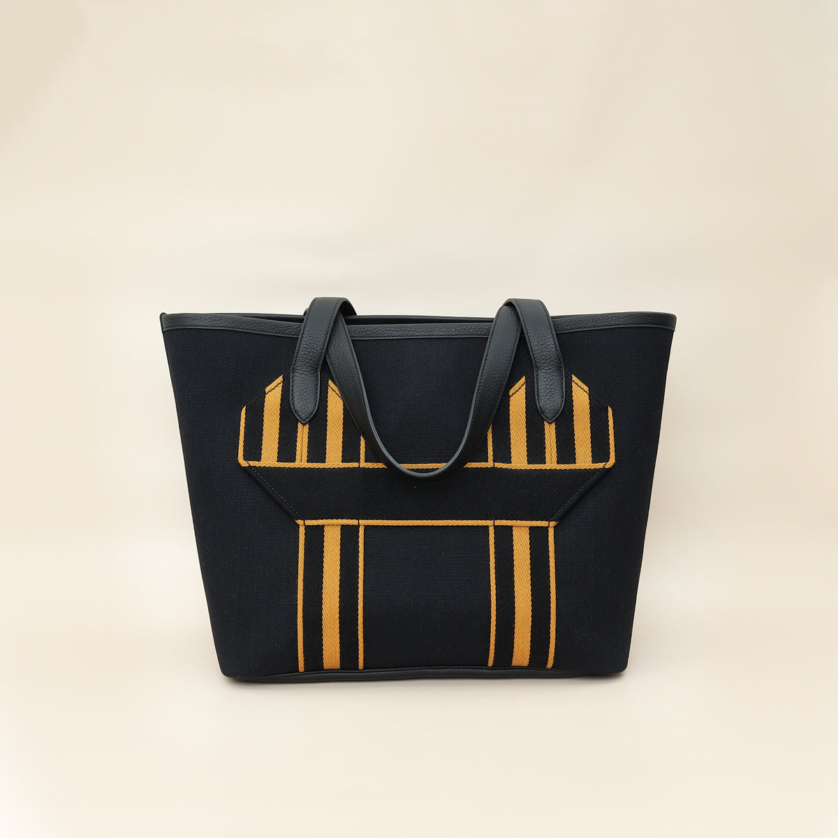 Hermes Noir Pursangle Tote Military Bag
