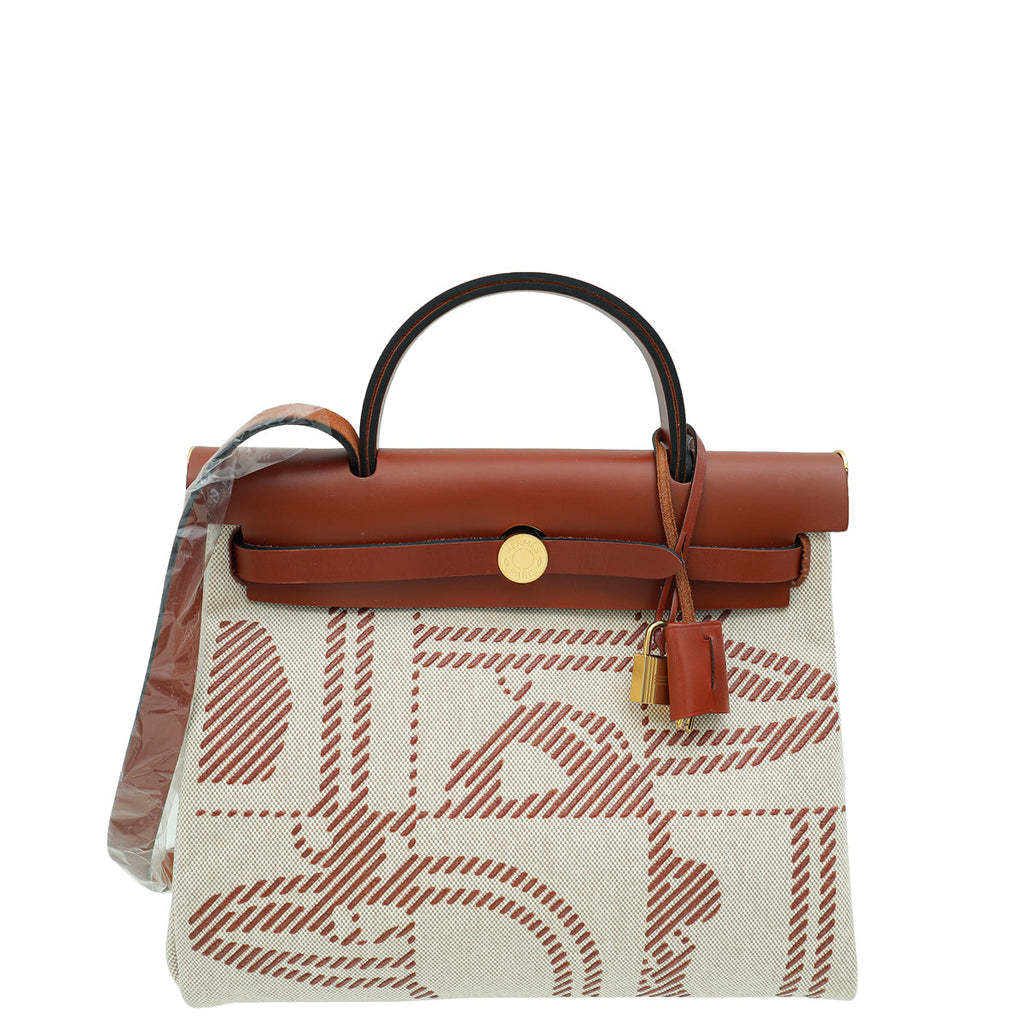 Hermes Bicolor Herbag Zip Retourne 31 Relief Brides de Gala Toile PM Bag