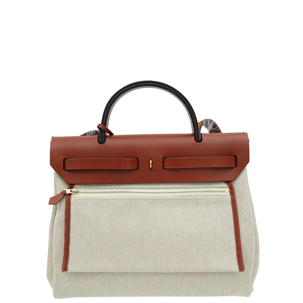 Hermes Bicolor Herbag Zip Retourne 31 Relief Brides de Gala Toile PM Bag