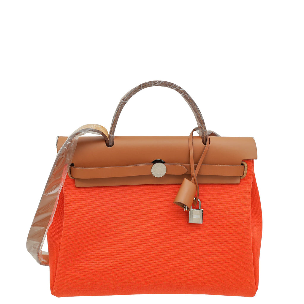 Hermes Bicolor Herbag 31 PM Militaire Toile Vache Hunter Bag