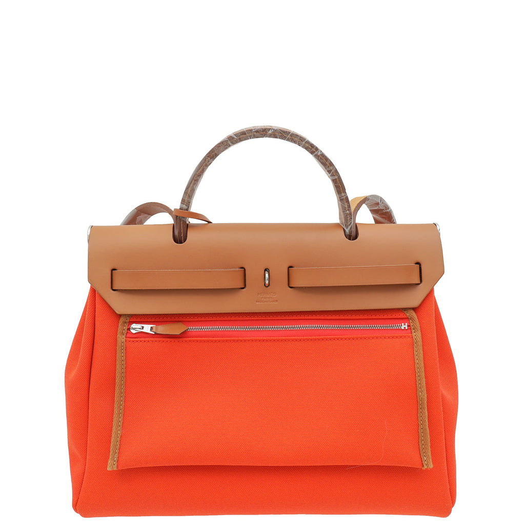 Hermes Bicolor Herbag 31 PM Militaire Toile Vache Hunter Bag