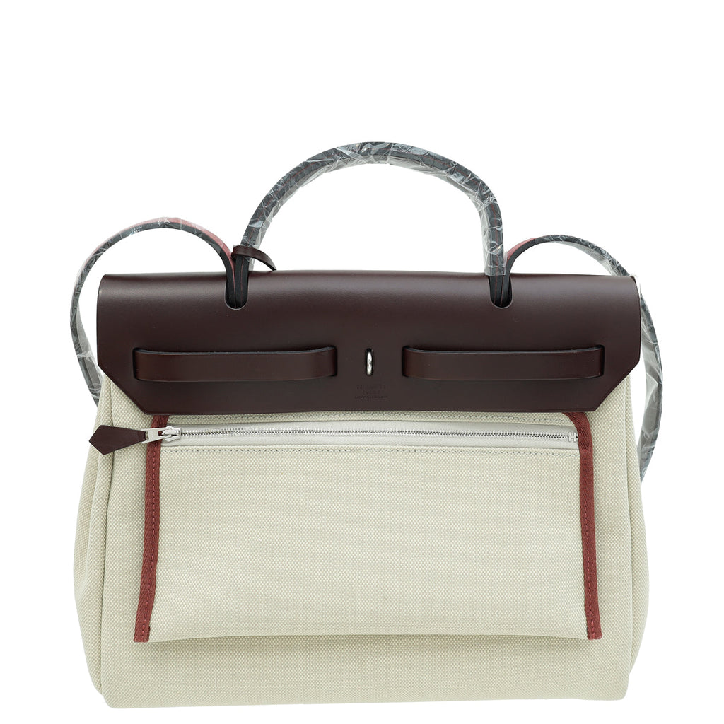 Hermes Bicolor Herbag Zip Retourne PM 31 Military Vache Hunter Bag