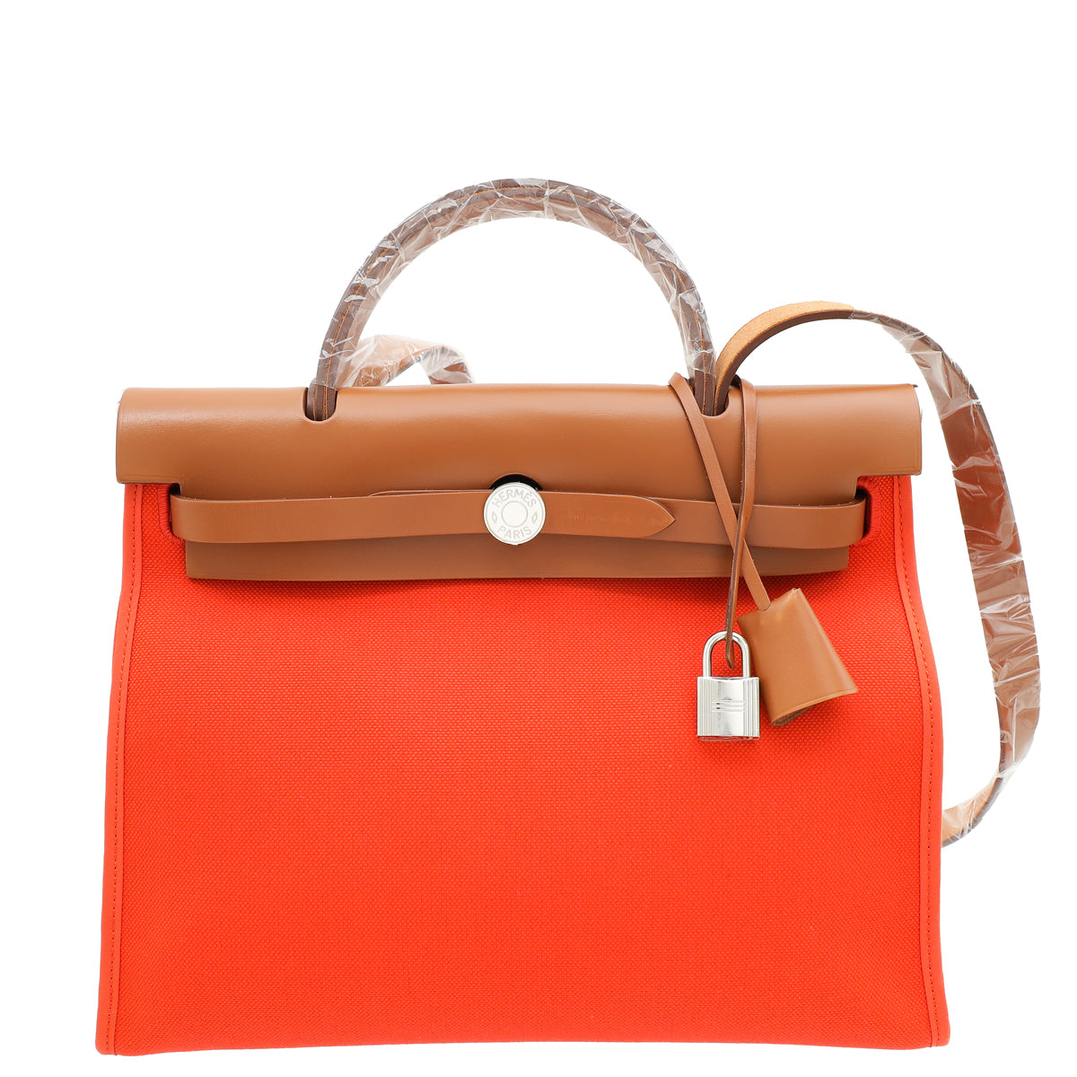 Hermes Bicolor Herbag Zip 31 PM Retourne Toile Militaire Vache Hunter Bag