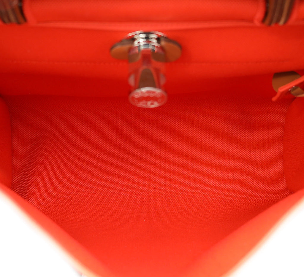 Hermes Bicolor Herbag Zip 31 PM Retourne Toile Militaire Vache Hunter Bag