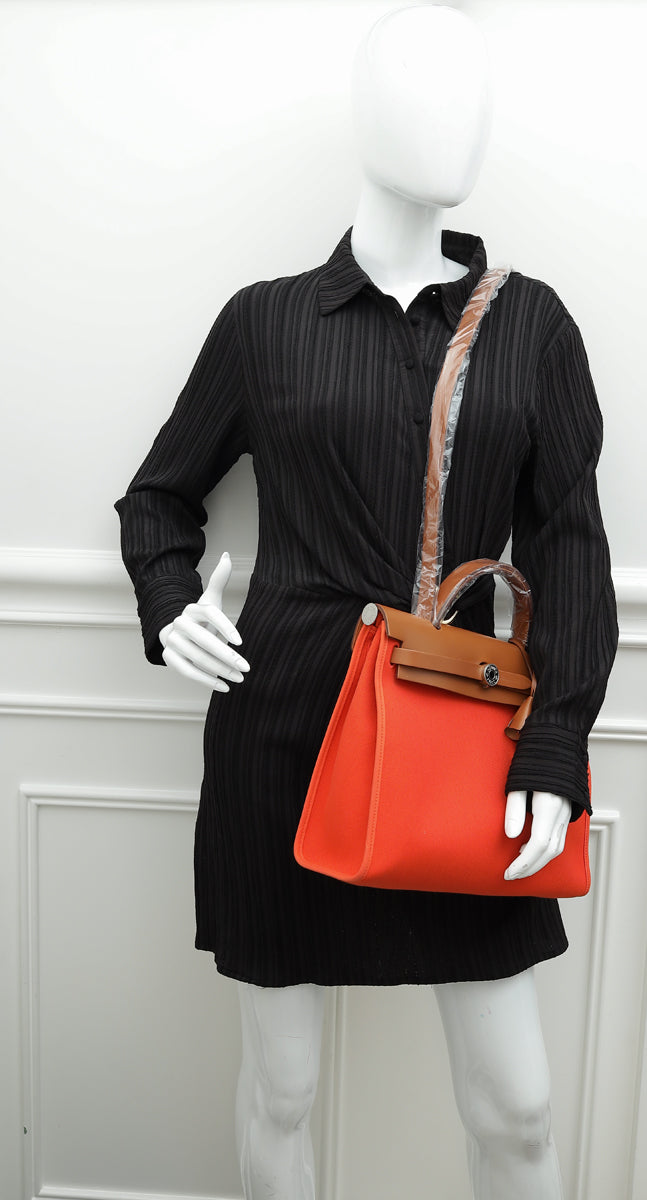 Hermes Bicolor Herbag Zip 31 PM Retourne Toile Militaire Vache Hunter Bag