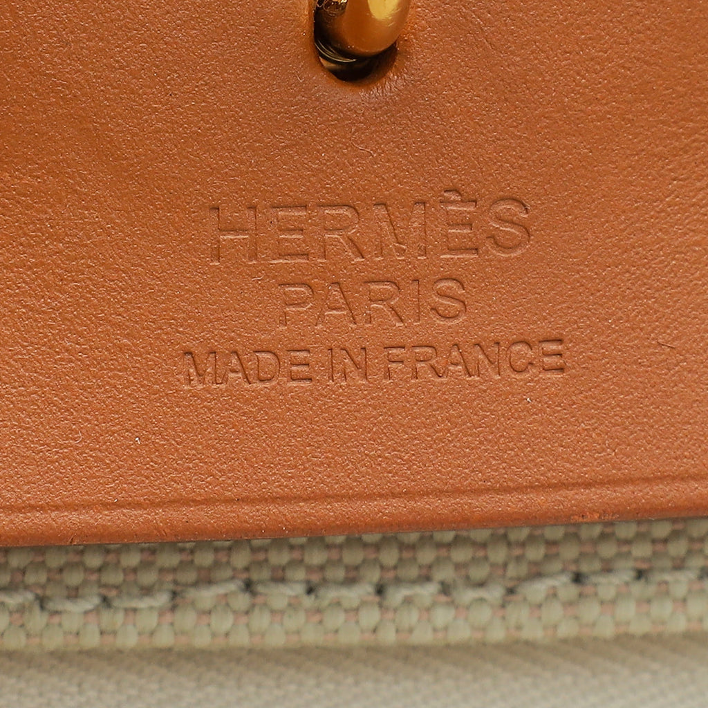 Hermes Bicolor Herbag 31 PM Retourne Toile Militaire Vache Hunter Bag