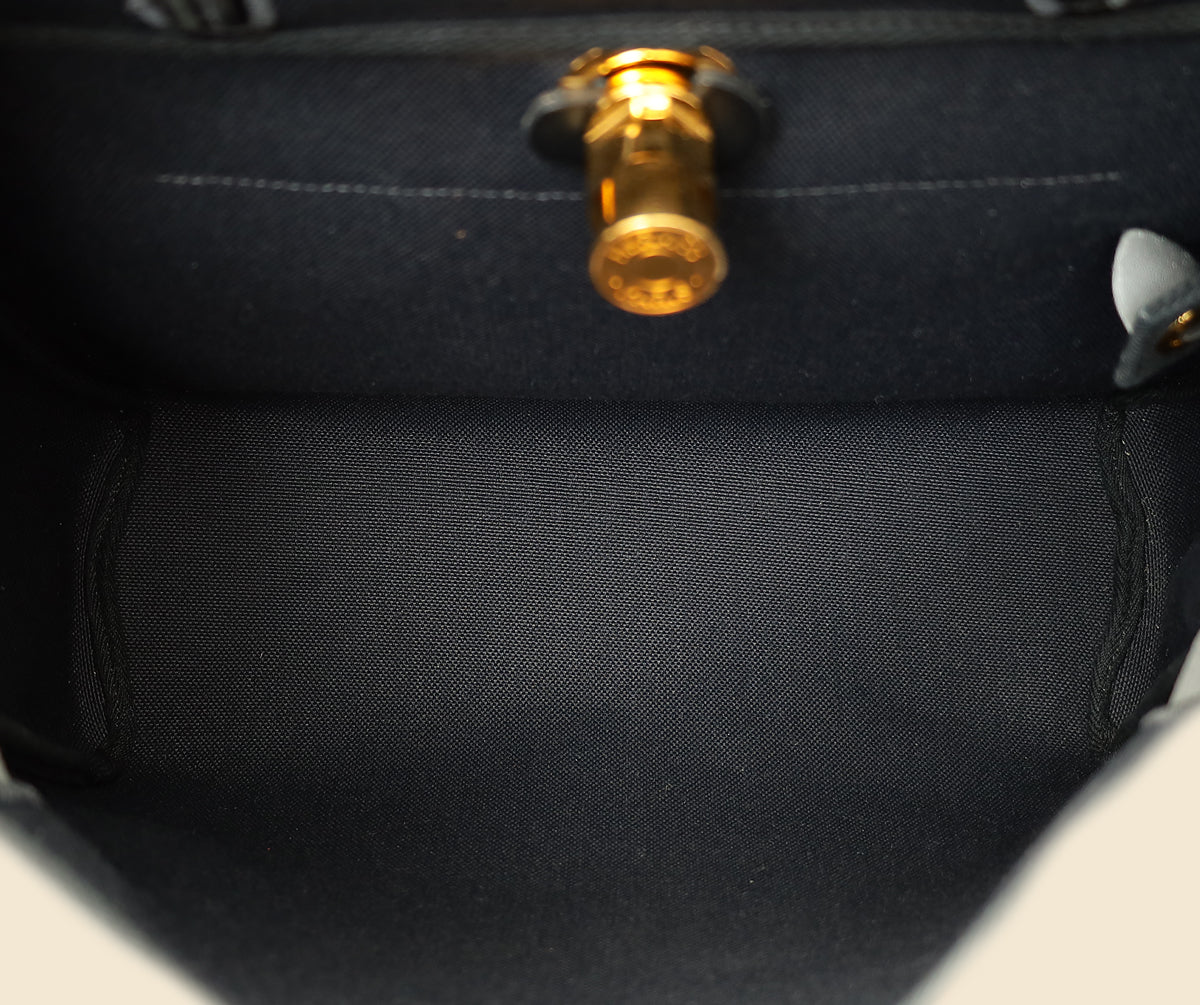 Hermes Noir Herbag Zip 31 Retourne Military Toile Bag