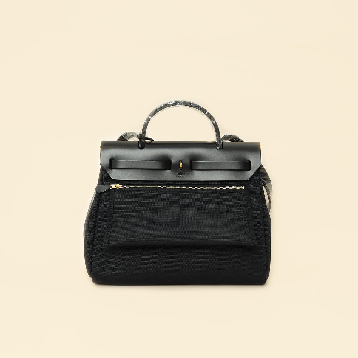 Hermes Noir Herbag Zip 31 Retourne Military Toile Bag