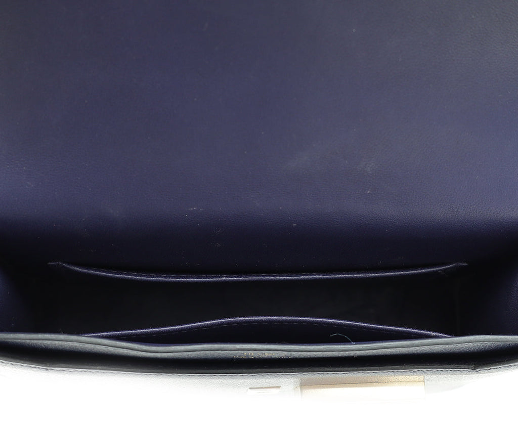 Hermes Bleu Encre Chevre Mysore Verrou Chaine Mini Bag