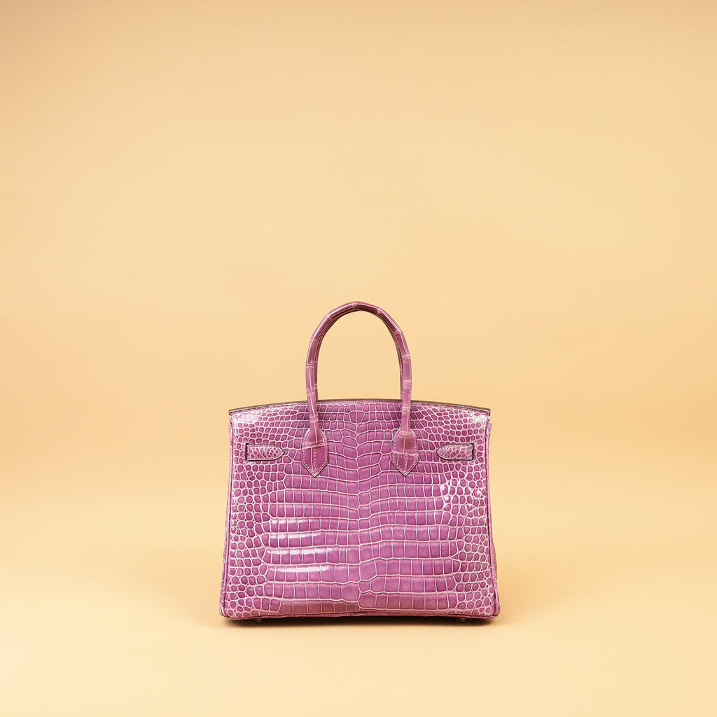 Hermes Violet Shiny Porosus Crocodile Birkin 30 Bag