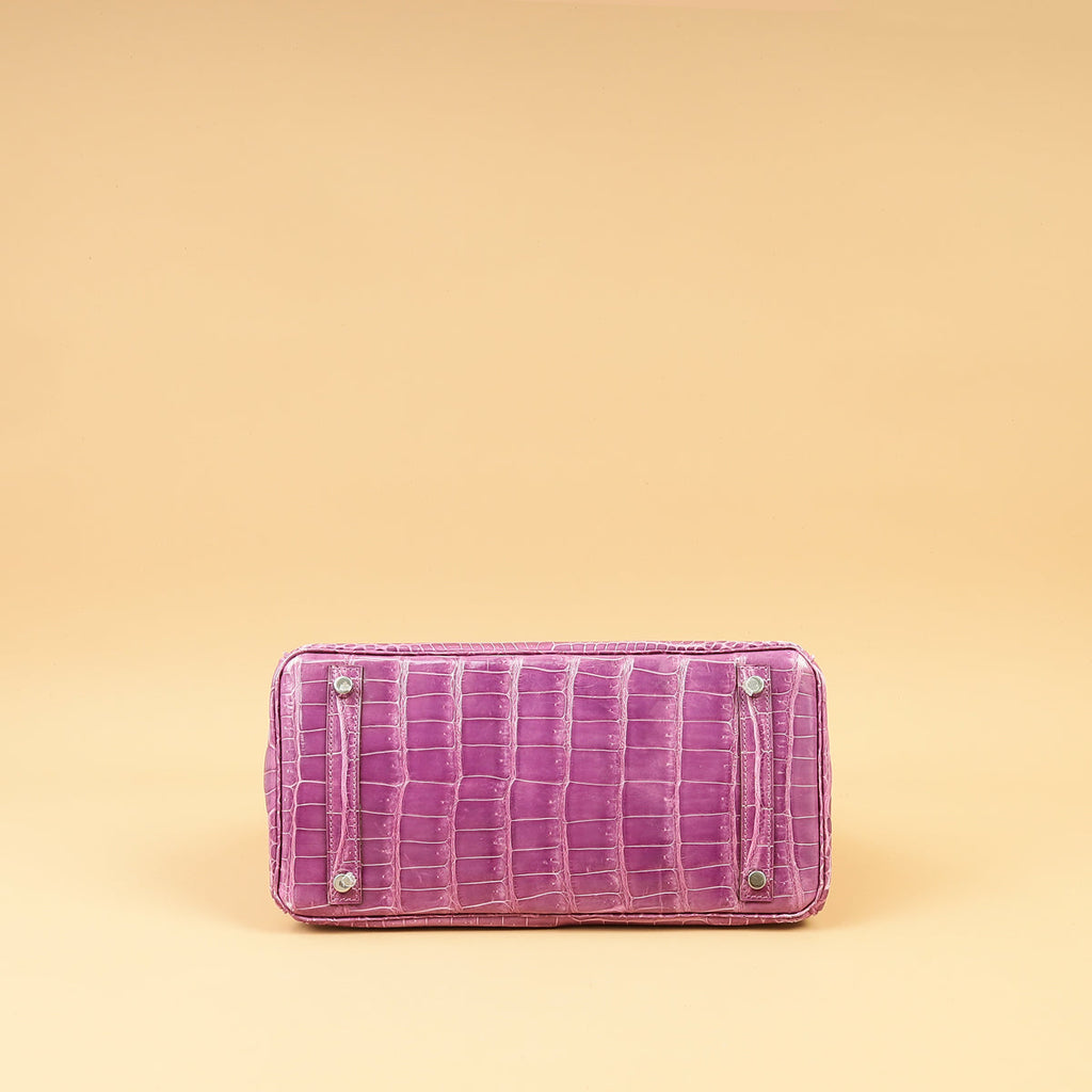 Hermes Violet Shiny Porosus Crocodile Birkin 30 Bag