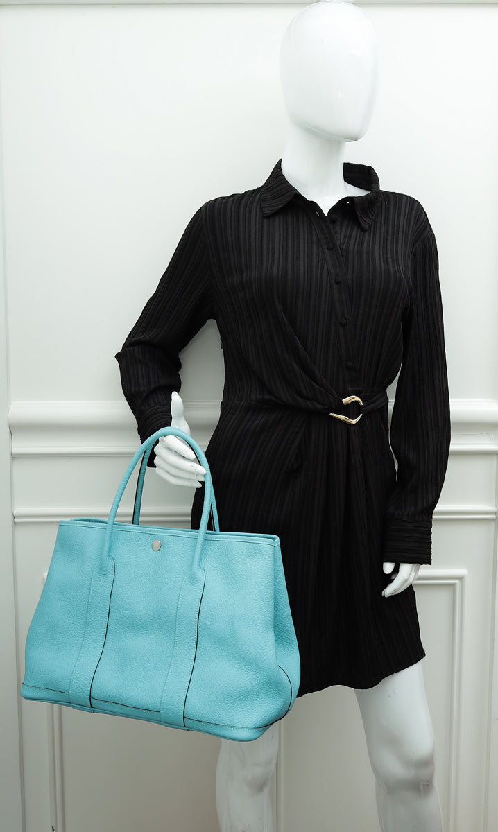 Hermes Bleu Atoll Garden Party 36 Vache Country Bag