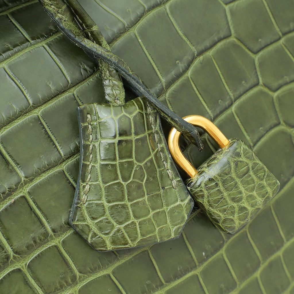 Hermes Vert Veronese Matte Crocodile Porosus Birkin 35 Bag