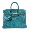 Hermes Colvert Birkin 25 Shiny Porosus Crocodile Bag