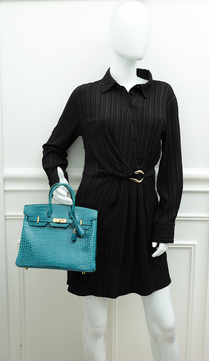 Hermes Colvert Birkin 25 Shiny Porosus Crocodile Bag