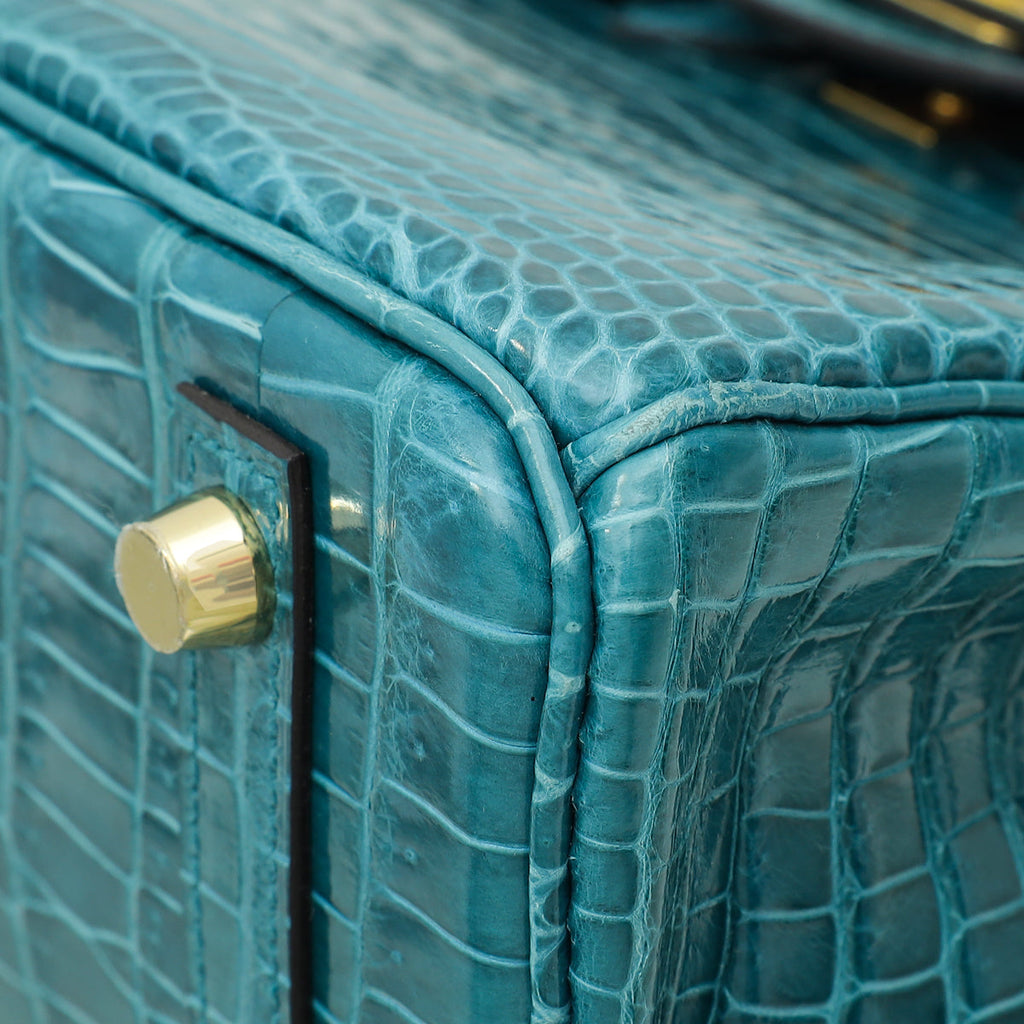 Hermes Colvert Birkin 25 Shiny Porosus Crocodile Bag