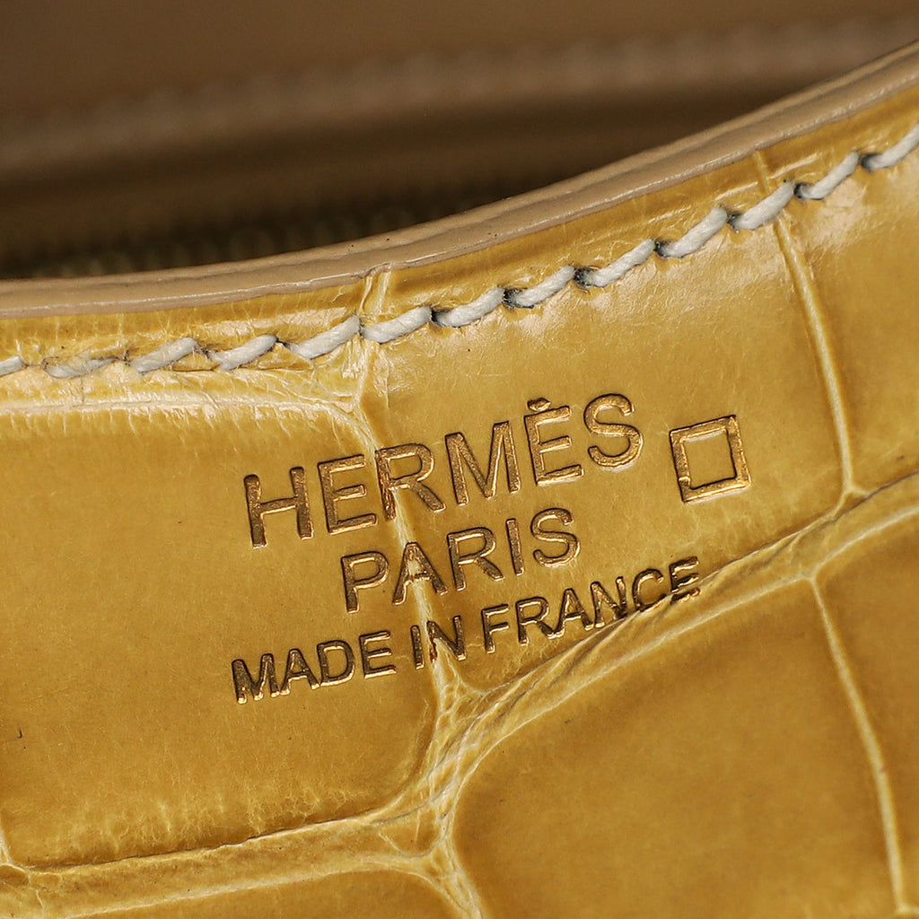 Hermes Jaune Poussin Alligator Passe-Guide Bag