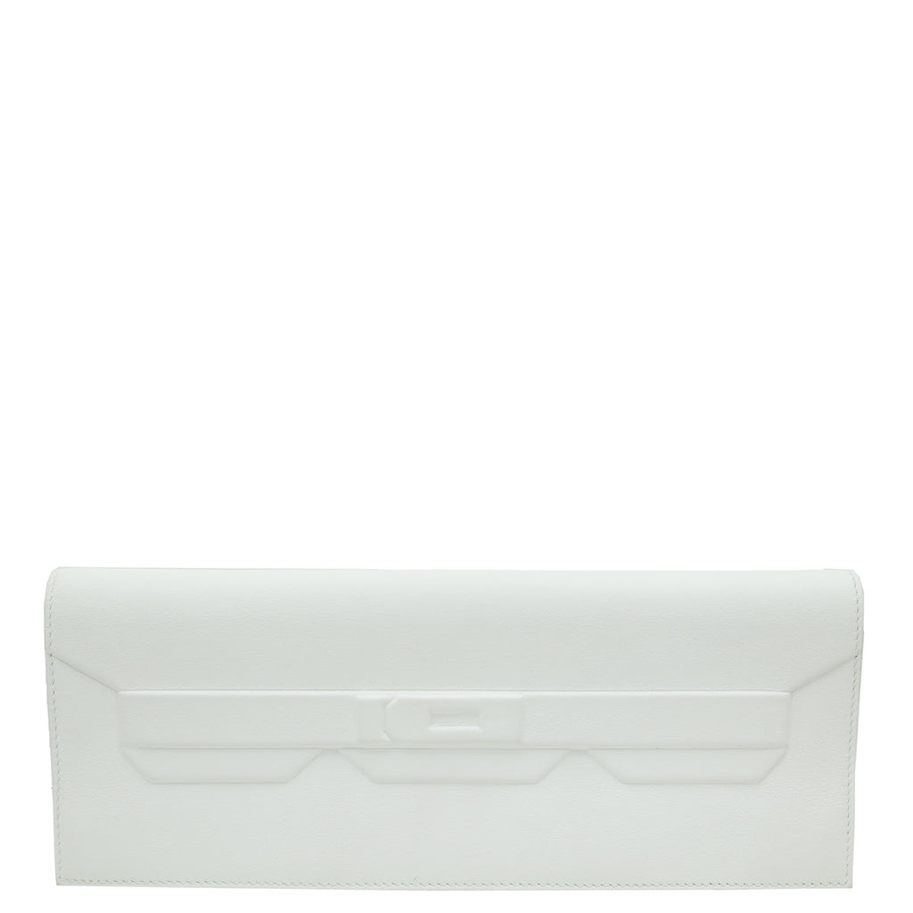 Hermes New White Swift Birkin Shadow Clutch