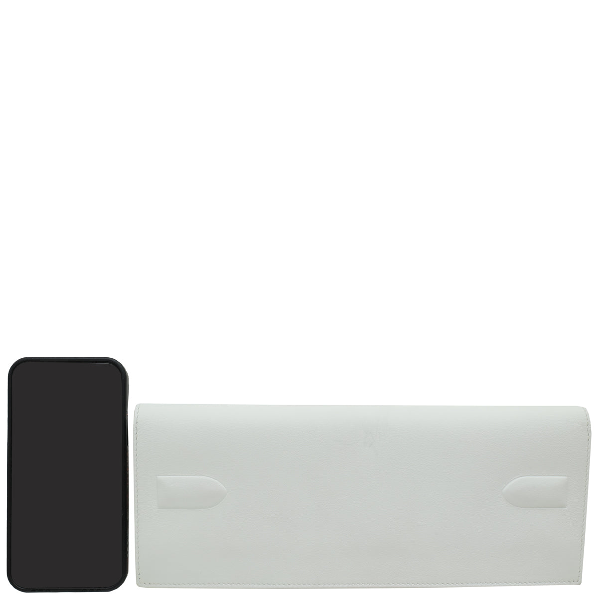 Hermes New White Swift Birkin Shadow Clutch