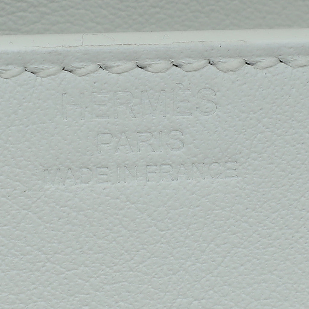Hermes New White Swift Birkin Shadow Clutch