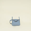 Hermes Bleu Lin Mini Lindy Bag