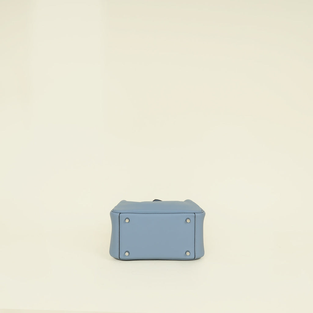 Hermes Bleu Lin Mini Lindy Bag
