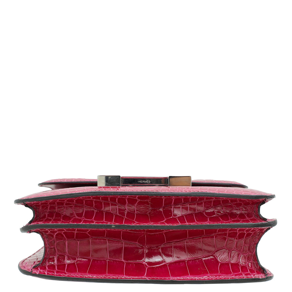 Hermes Rose Pourpre Shiny Alligator Constance 18 Bag