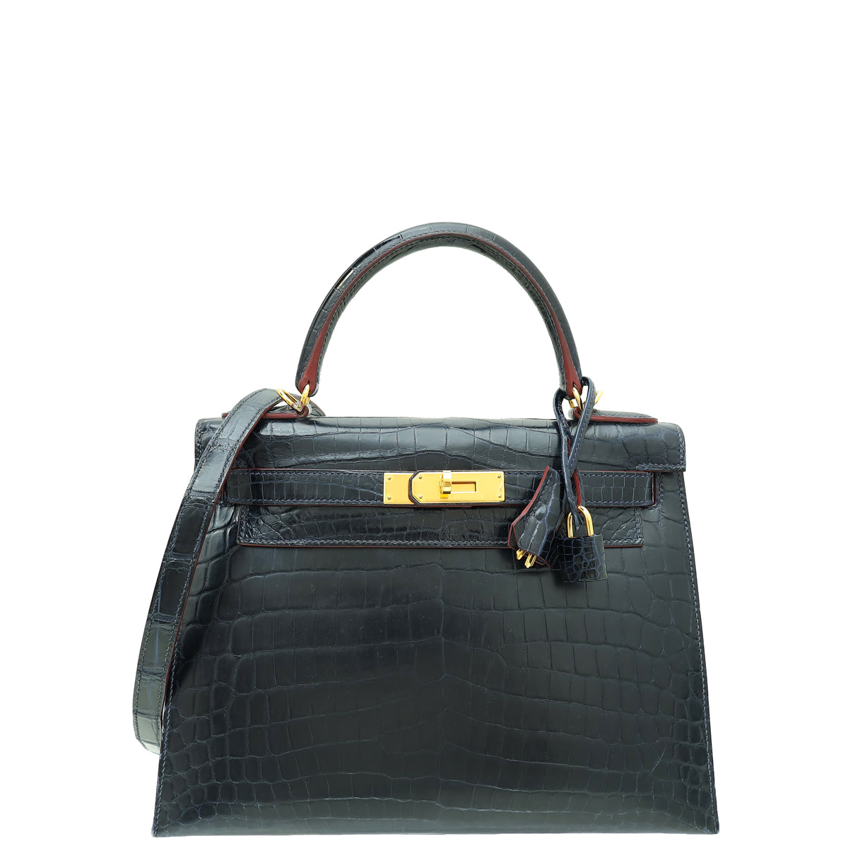 Hermes Bleu Marine Crocodile Niloticus Kelly Sellier 28 Bag