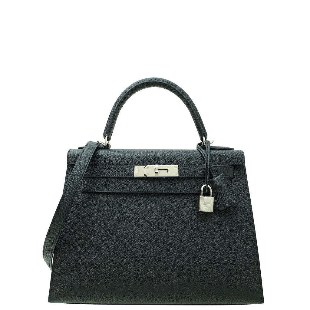 Hermes Noir Sellier Kelly 28 Bag