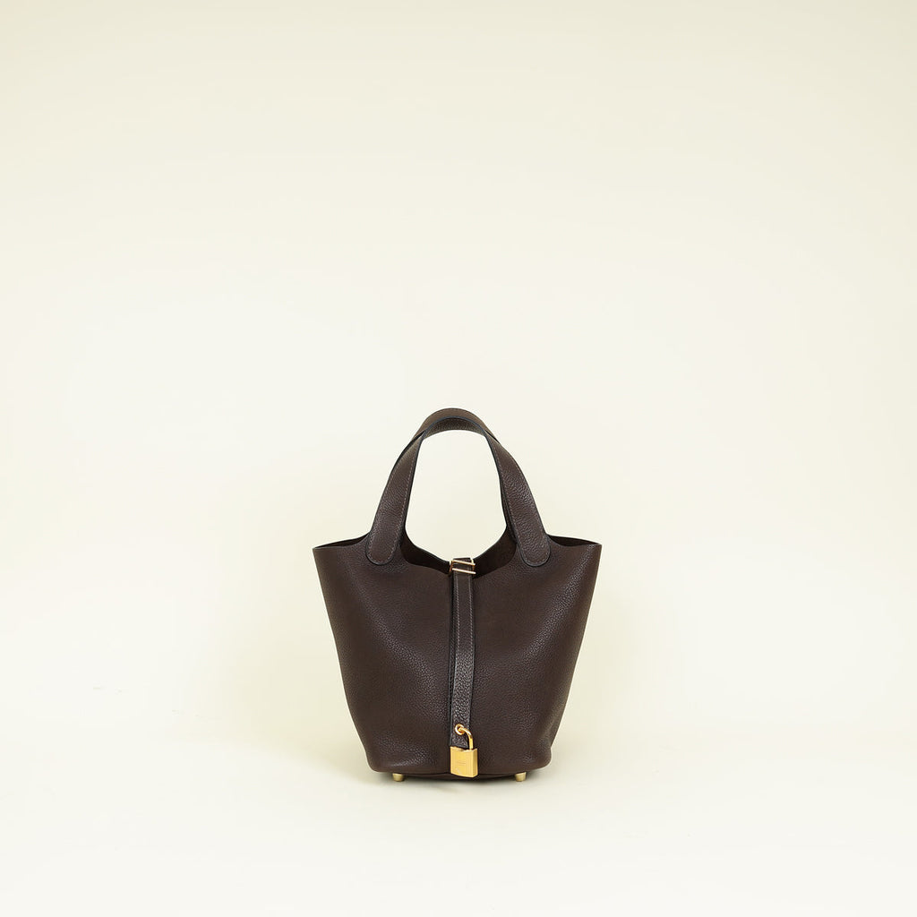 Hermes Ebene Picotin Lock 18 Barenia Faubourg Bag