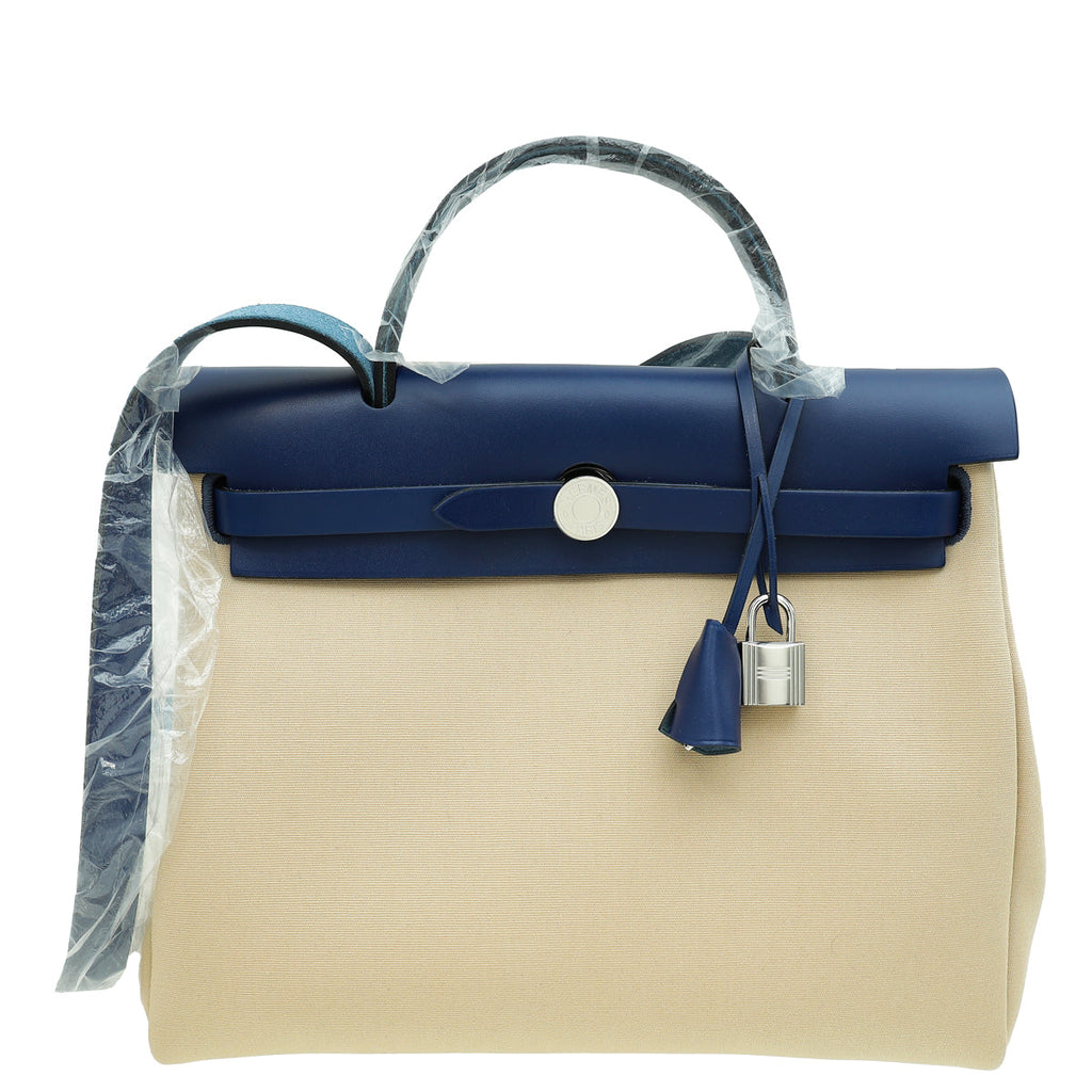 Hermes Bicolor Herbag Zip 31 PM Retourne Toile Vache Hunter Bag