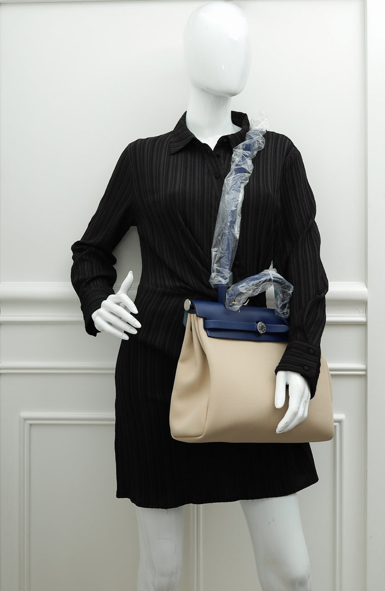 Hermes Bicolor Herbag Zip 31 PM Retourne Toile Vache Hunter Bag