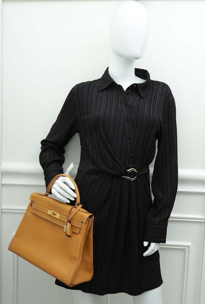 Hermes Naturelle Vintage Kelly 32 Retourne Ardennes Bag