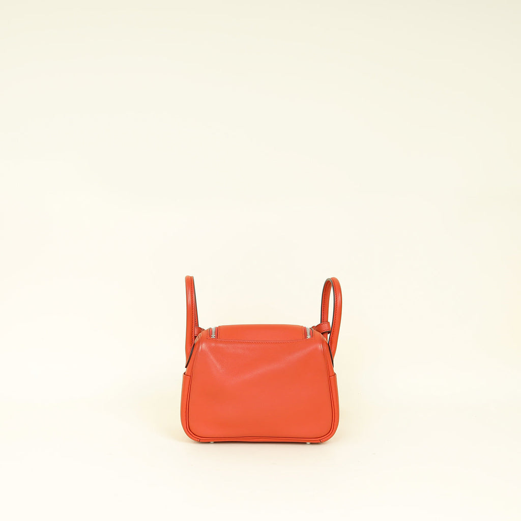 Hermes Terre Battue Capucine Verso Mini Lindy Bag