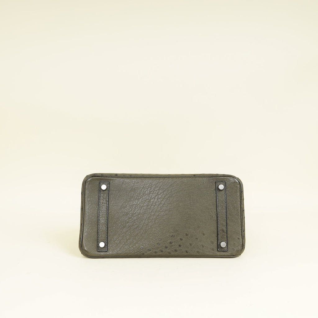 Hermes Vert Olive Ostrich Birkin 30 Bag