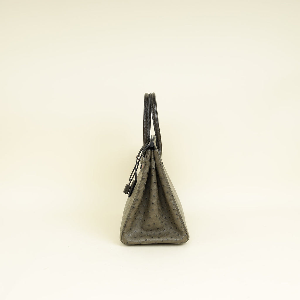 Hermes Vert Olive Ostrich Birkin 30 Bag