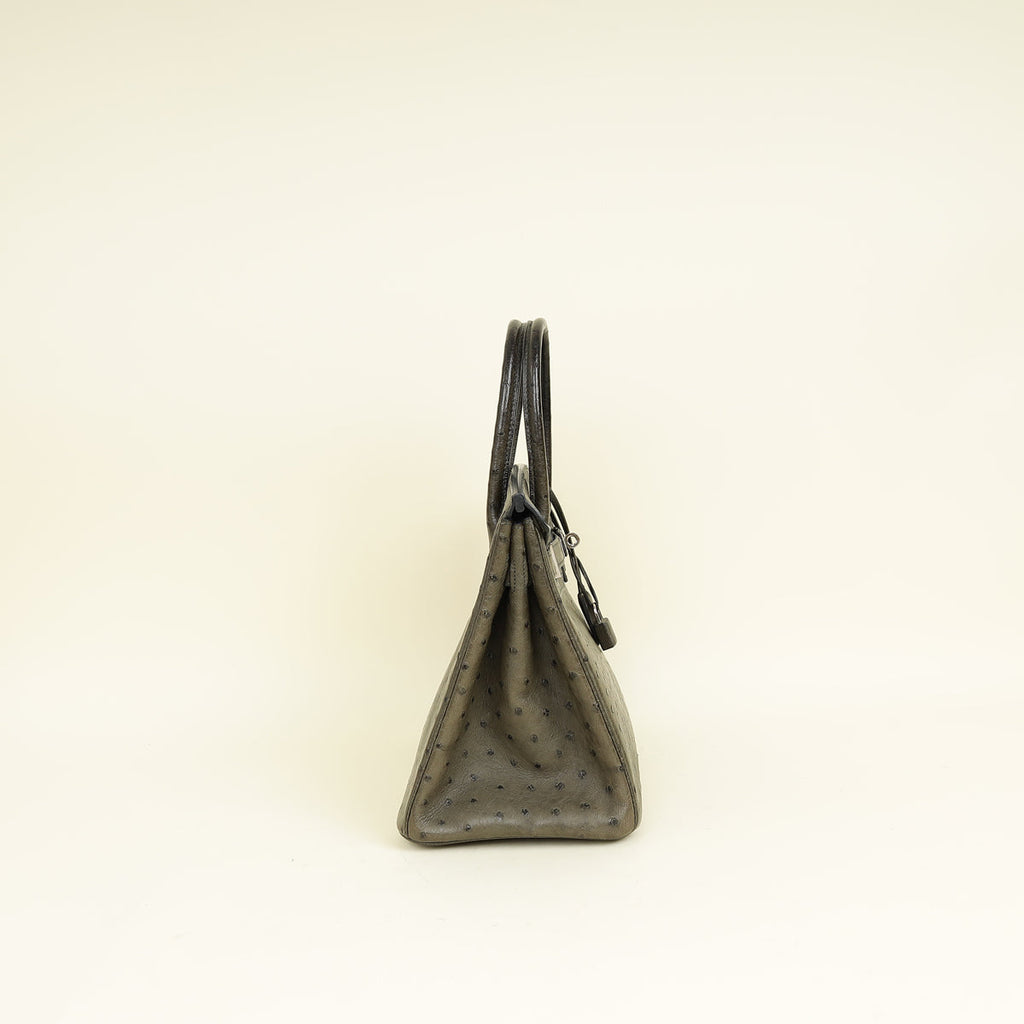 Hermes Vert Olive Ostrich Birkin 30 Bag