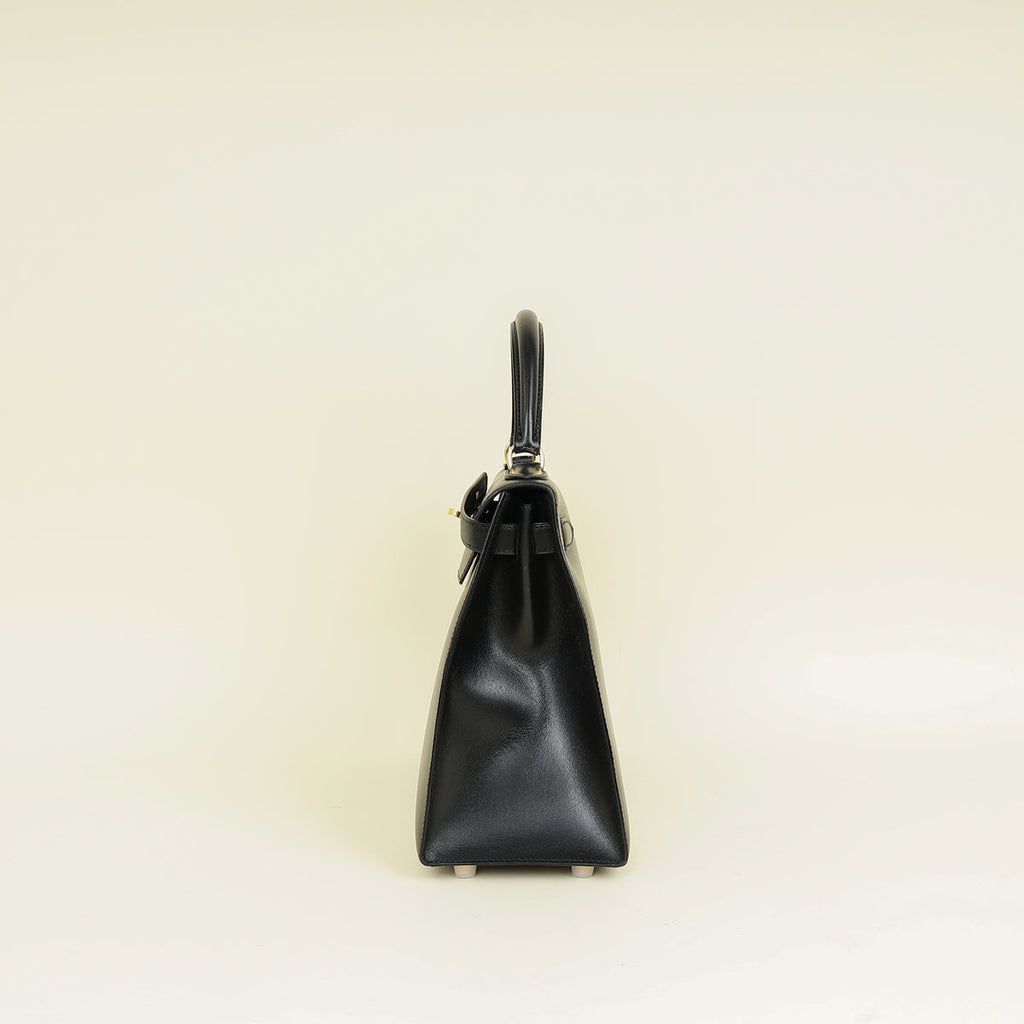 Hermes Noir Vintage Sellier Kelly 28 Bag