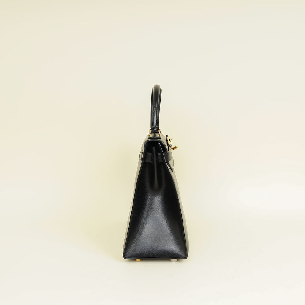 Hermes Noir Vintage Sellier Kelly 28 Bag