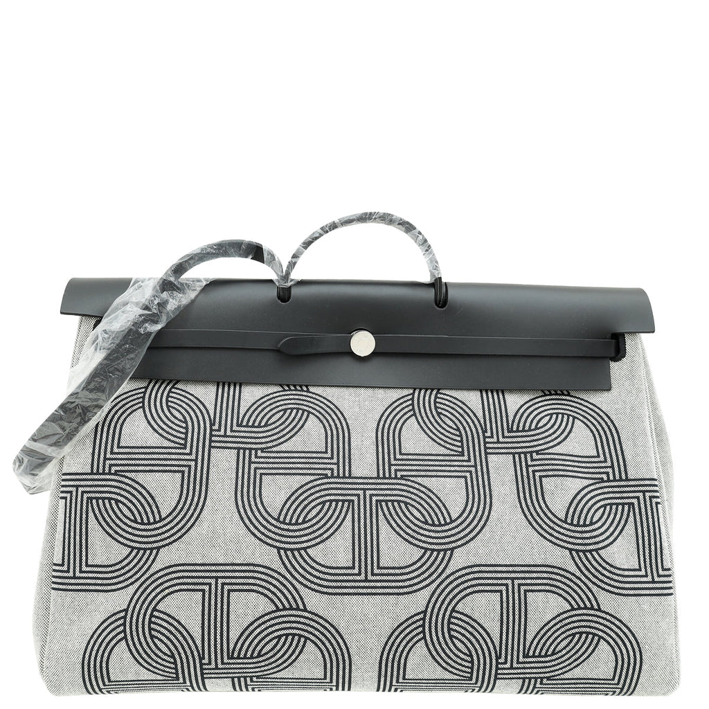Hermes Bicolor Herbag Zip Cabine Circuit 24" Motif, Plume Bag