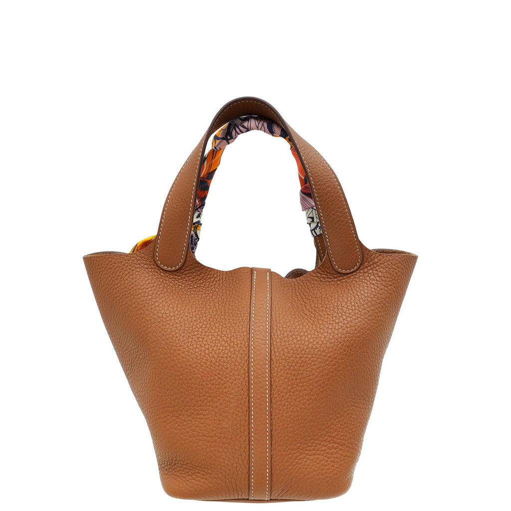 Hermes Gold Picotin Lock 18 Bag w/ Twilly