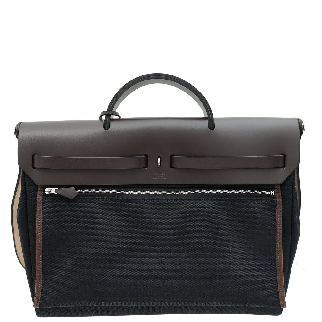 Hermes Bicolor Herbag Messenger 39 Military Toile Vache Hunter Bag