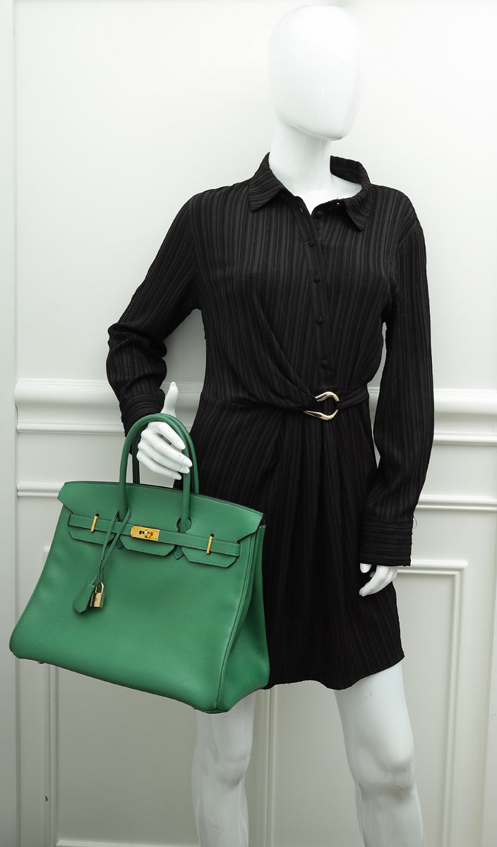 Hermes Vert Bengal Retourne Birkin 35 Bag