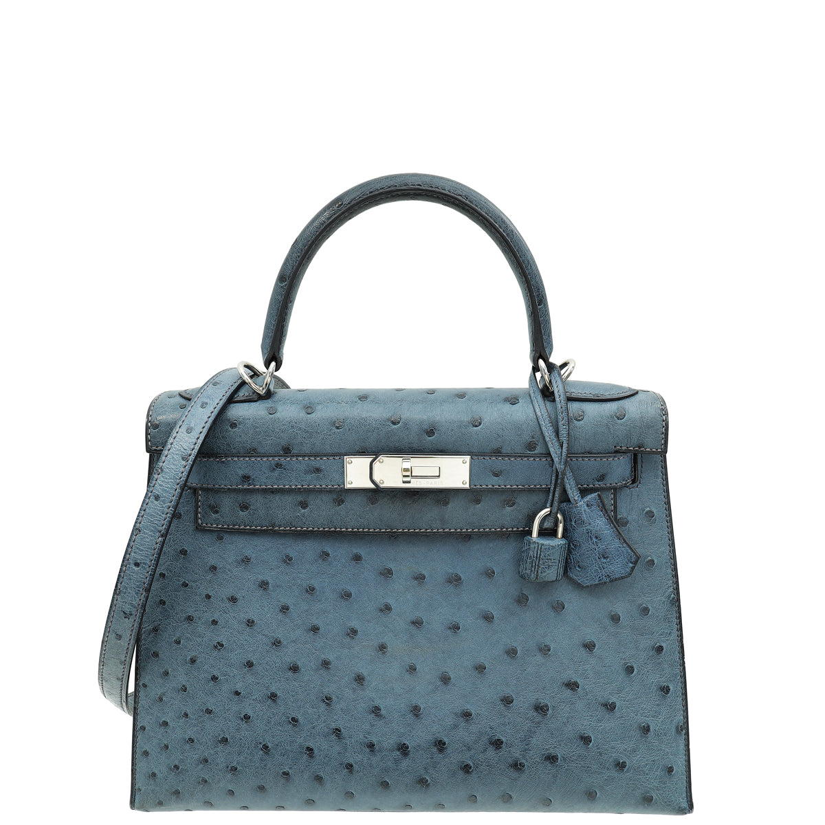 Hermes Bleu Roi Ostrich Sellier Kelly 28 Bag