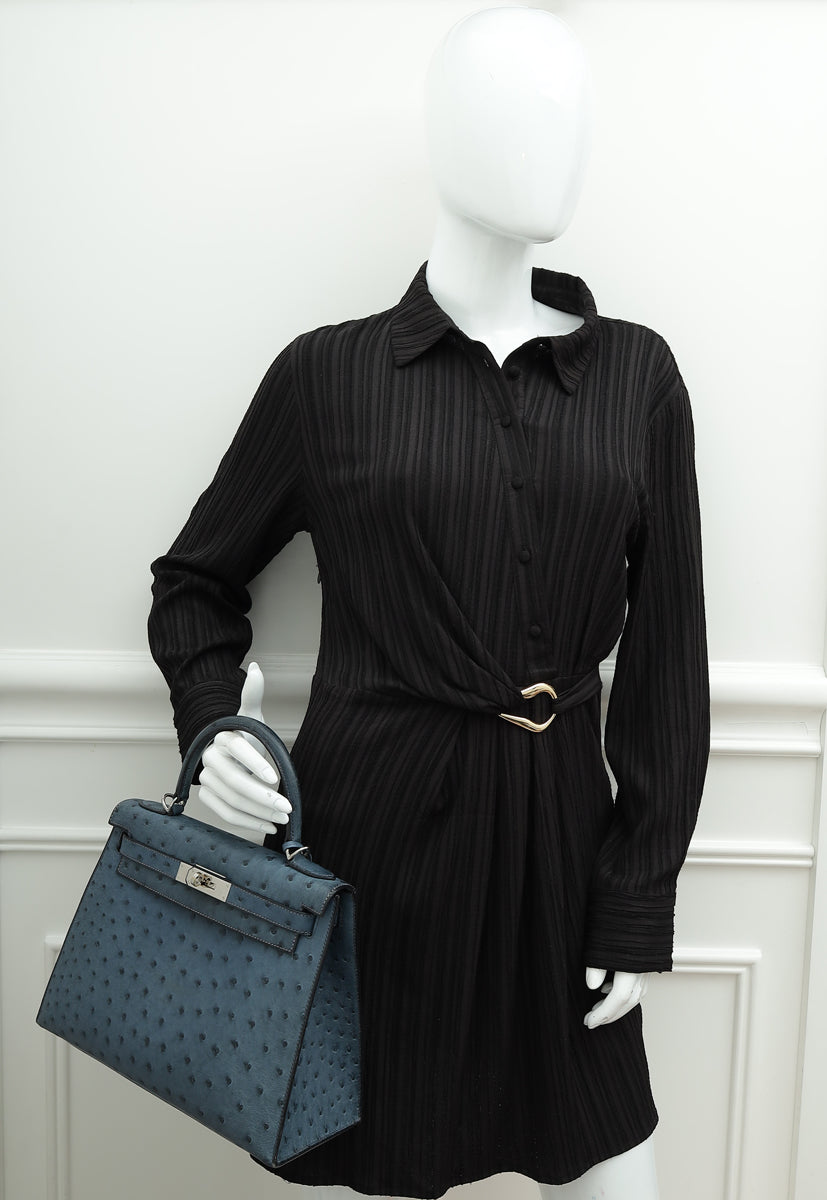 Hermes Bleu Roi Ostrich Sellier Kelly 28 Bag