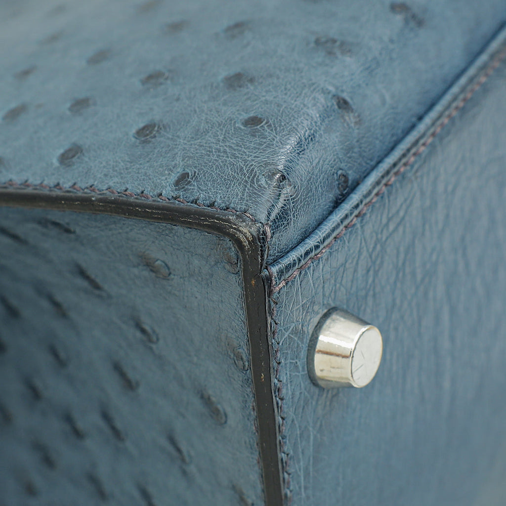 Hermes Bleu Roi Ostrich Sellier Kelly 28 Bag