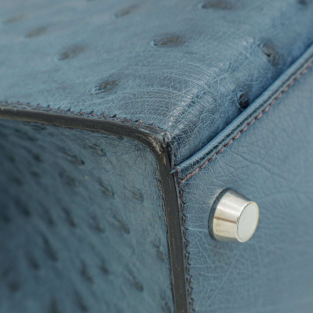 Hermes Bleu Roi Ostrich Sellier Kelly 28 Bag